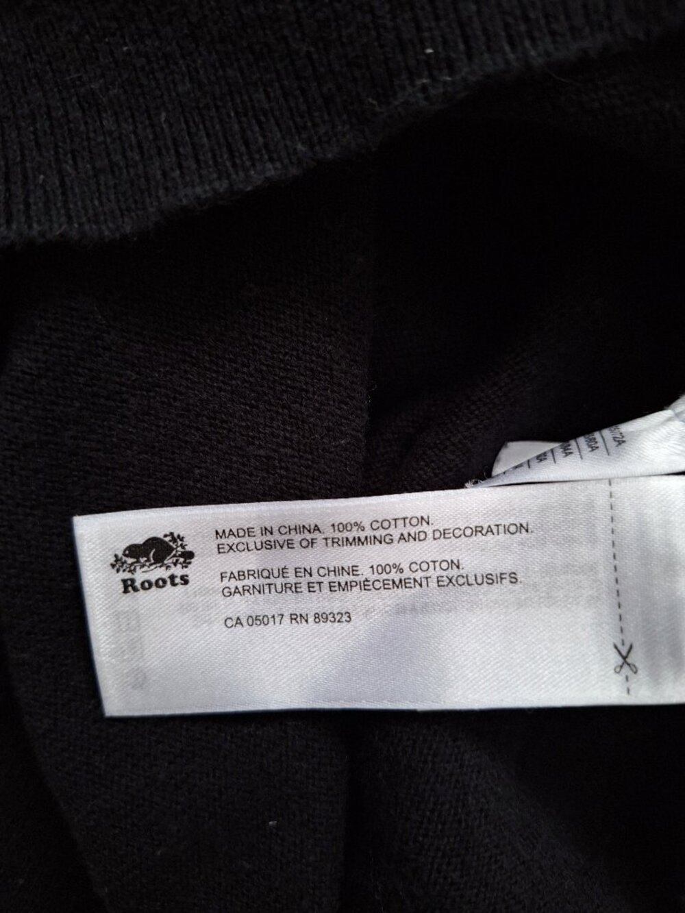 Roots Black and White Knit Crewneck Sweater 100% Cotton - Picture 6 of 7